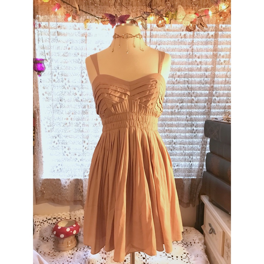 Blush pink pleated dress